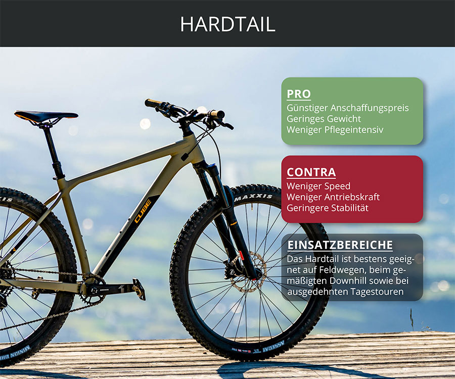 Hardtail Mountainbike Pro, Contra, Einsatzbereiche