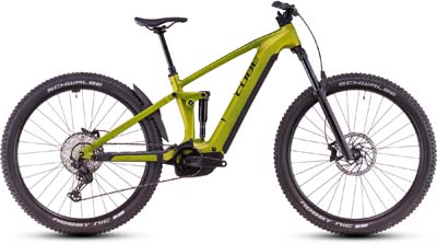 Zu sehen ist ein gelbes Cube Stereo Hybrid ONE44 Pro E-Bike.