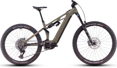 Zu sehen ist ein braunes Cube Stereo Hybrid ONE77 HPC TM E-Bike.