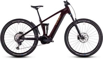 Zu sehen ist ein dunkelrotes Cube Stereo Hybrid ONE22.